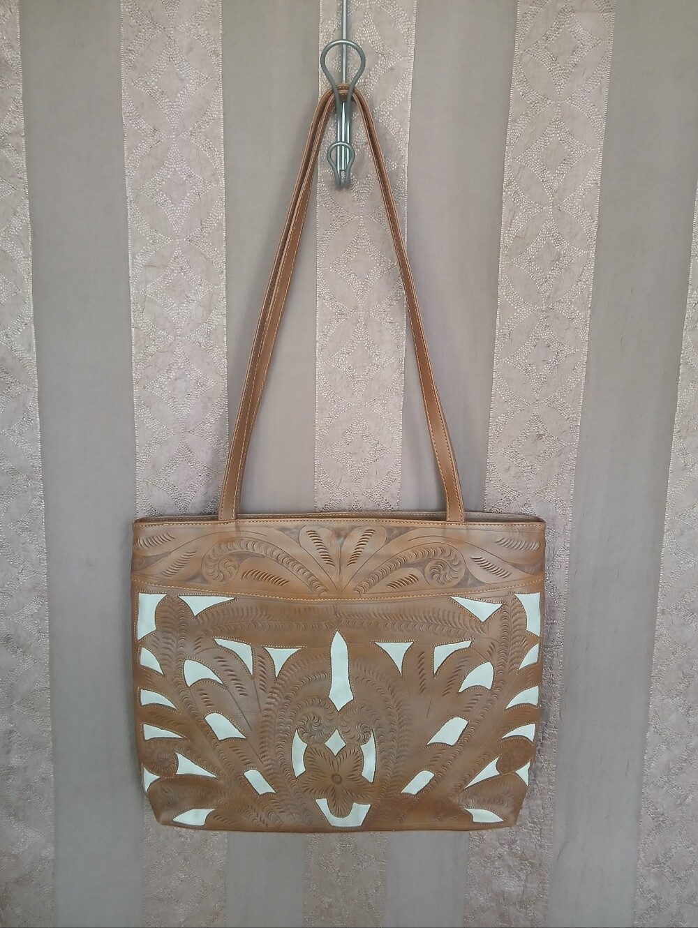 💎Leaders In Leather Women's Handcrafted Tan Leather Tote Bag